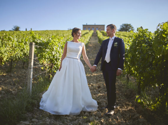 Special set for wedding in vineyard